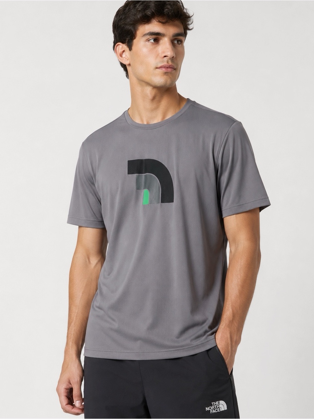 The North Face Men Gray Half Dome Print Technical T-Shirt Outdoor Activewear